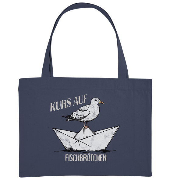 Kurs auf Fischbrötchen Papierschiff Möwe - Bio Einkaufstasche