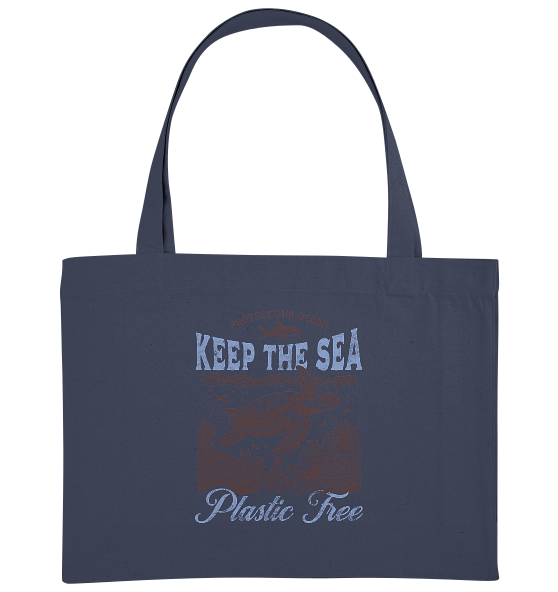 Keep the Sea Plastic Free Umweltschutz Spruch - Bio Einkaufstasche