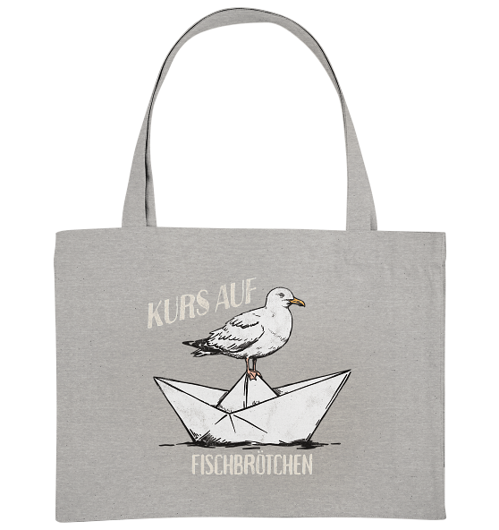Kurs auf Fischbrötchen Papierschiff Möwe - Bio Einkaufstasche
