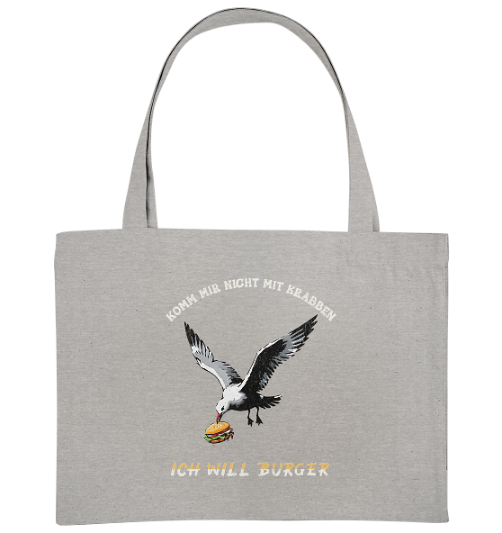 Freche Möwe will Burger statt Krabben - Bio Einkaufstasche