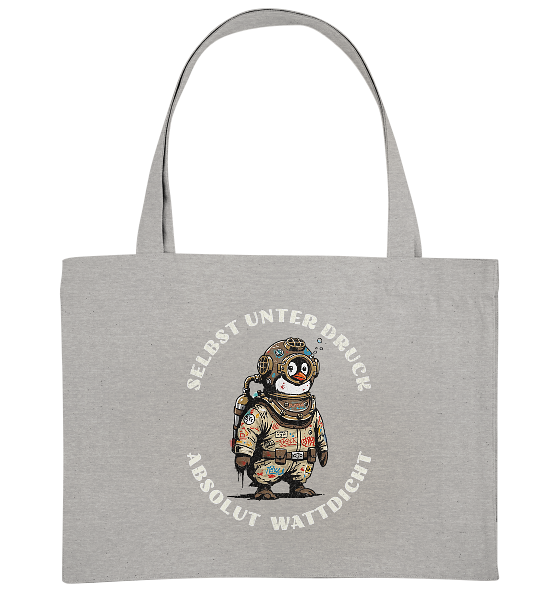 Wattdicht Pinguin Taucher mit lustigem Spruch - Bio Einkaufstasche
