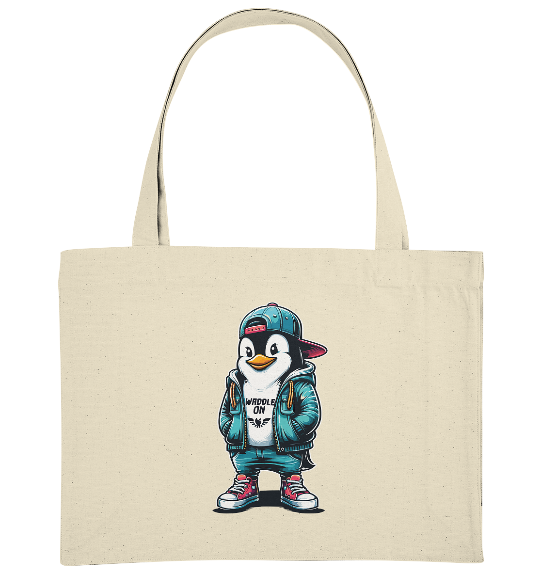 Hipster Pinguin Waddle On - Bio Einkaufstasche