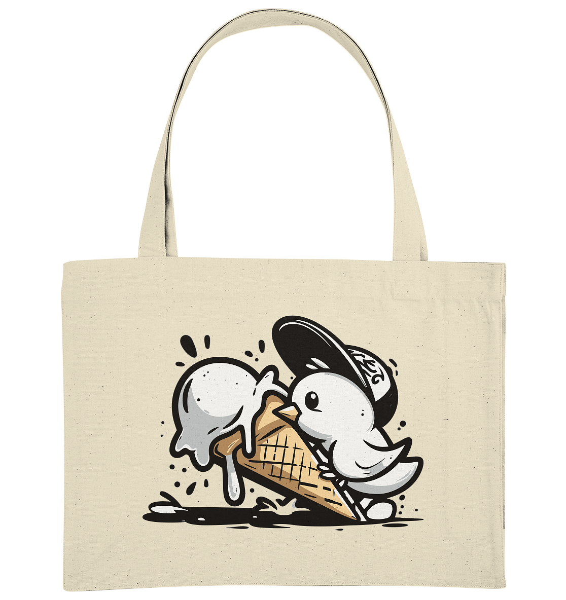 Möwe Küken mit Eis Street Art - Bio Einkaufstasche