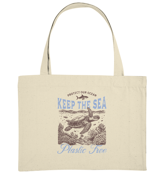 Keep the Sea Plastic Free Umweltschutz Spruch - Bio Einkaufstasche