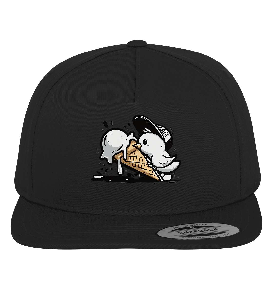 Möwe Küken mit Eis Street Art - Premium Snapback Cap - Kiebitzdelle