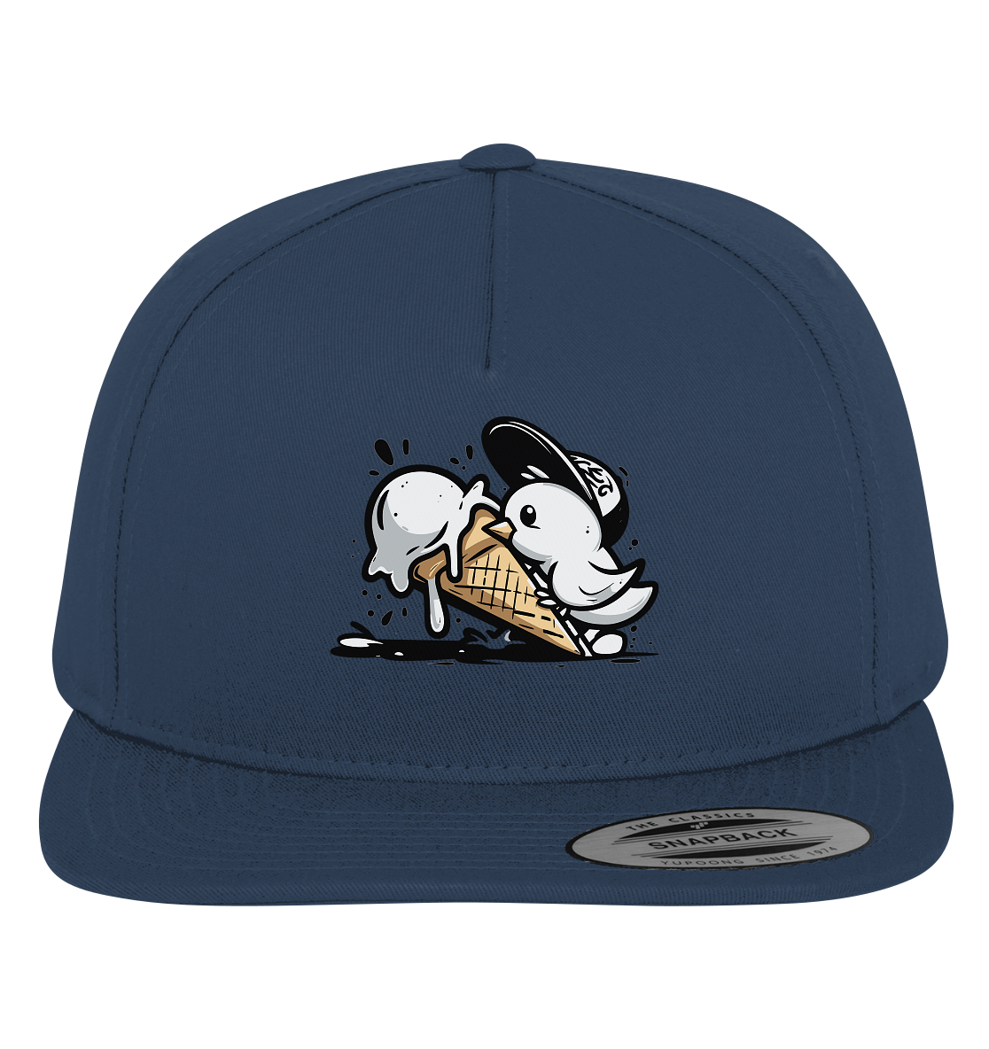 Möwe Küken mit Eis Street Art - Premium Snapback Cap - Kiebitzdelle