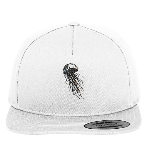 Street Art Qualle - Premium Snapback Cap in White / Green - Studio Ansicht - Kiebitzdelle