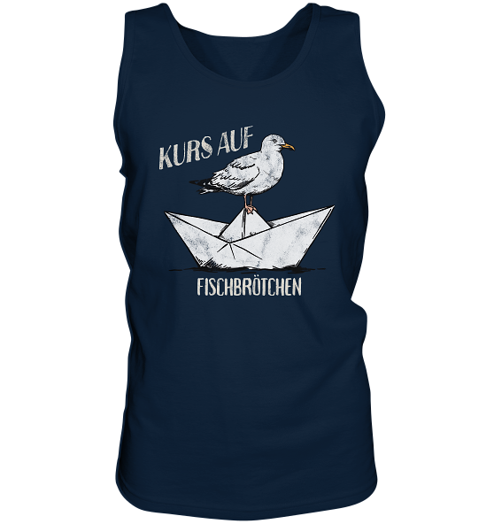 Kurs auf Fischbrötchen Papierschiff Möwe - Herren Tank-Top