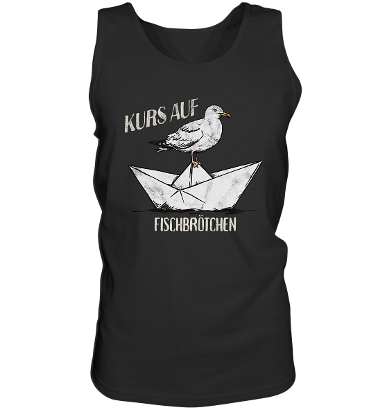 Kurs auf Fischbrötchen Papierschiff Möwe - Herren Tank-Top