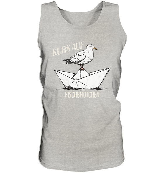 Kurs auf Fischbrötchen Papierschiff Möwe - Herren Tank-Top