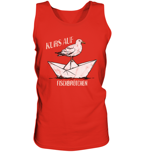 Kurs auf Fischbrötchen Papierschiff Möwe - Herren Tank-Top