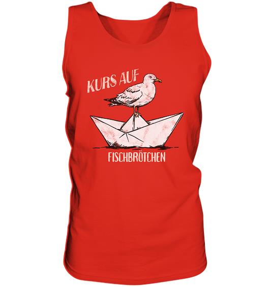 Kurs auf Fischbrötchen Papierschiff Möwe - Herren Tank-Top