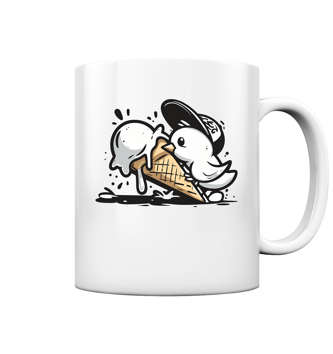 Möwe Küken mit Eis Street Art - Tasse glänzend