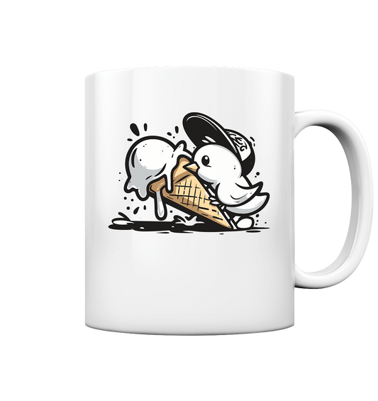 Möwe Küken mit Eis Street Art - Tasse glänzend
