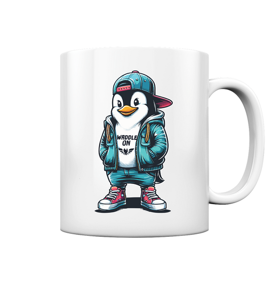 Hipster Pinguin Waddle On - Tasse glänzend