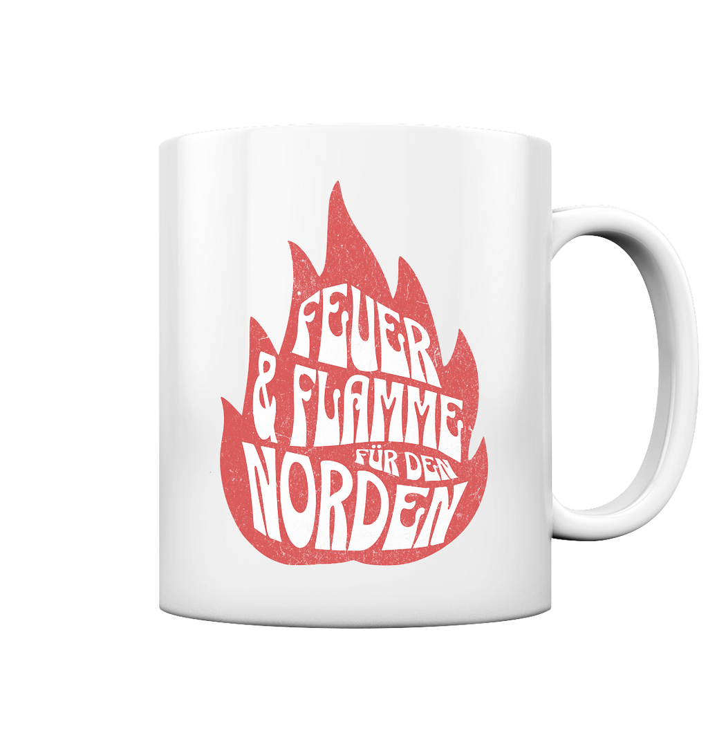 Feuer und Flamme für den Norden - Tasse glänzend - Kiebitzdelle