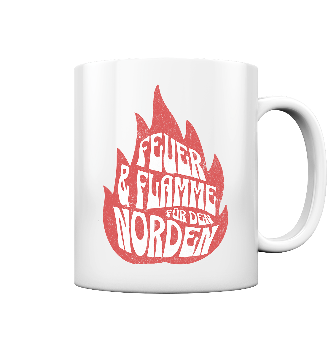 Feuer und Flamme für den Norden - Tasse glänzend - Kiebitzdelle