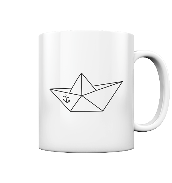 Papierschiff Papierboot Origami - Tasse glänzend