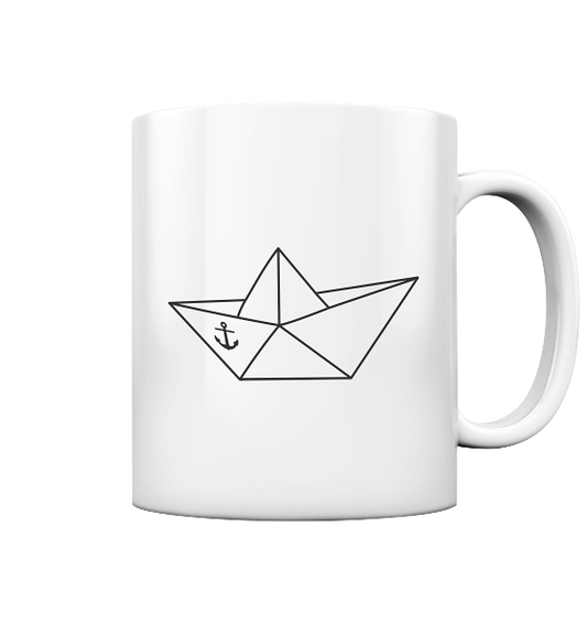 Papierschiff Papierboot Origami - Tasse glänzend