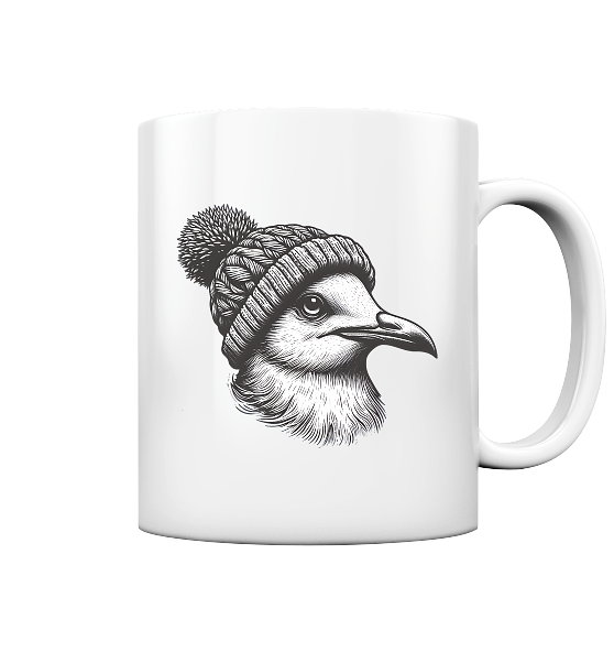 Coole Möwe mit Pudelmütze - Tasse glänzend - Kiebitzdelle