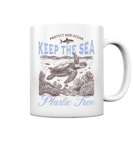 Keep the Sea Plastic Free Umweltschutz Spruch - Tasse glänzend - Kiebitzdelle