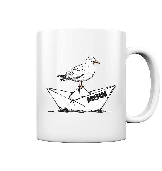 Papierschiff Möwe Moin - Tasse glänzend