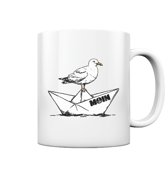 Papierschiff Möwe Moin - Tasse glänzend