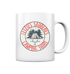 Letztes sauberes Camping Shirt - Tasse glänzend in White glossy - Studio Ansicht - Kiebitzdelle