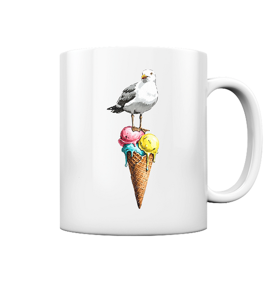 Eisdieb Freche Möwe mit Eiscreme - Tasse glänzend