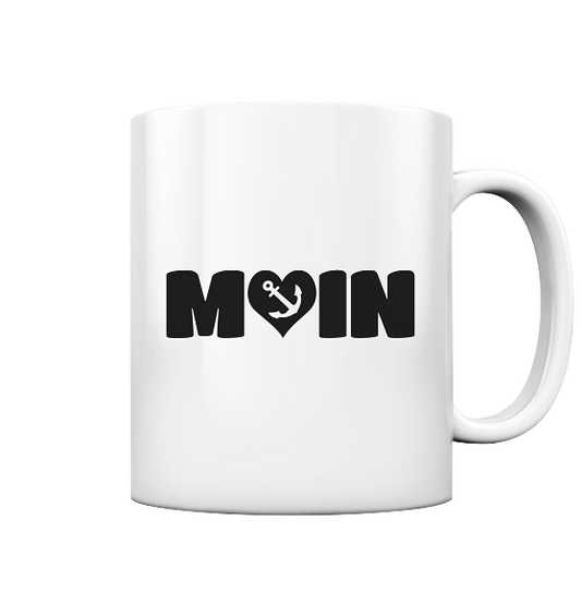 Moin Spruch mit Herz Anker - Tasse glänzend