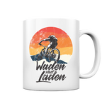 Waden statt Laden Fahrrad E-Bike Radtrikot - Tasse glänzend in White glossy - Studio Ansicht - Kiebitzdelle