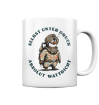 Wattdicht Pinguin Taucher mit lustigem Spruch - Tasse glänzend in White glossy - Studio Ansicht - Kiebitzdelle