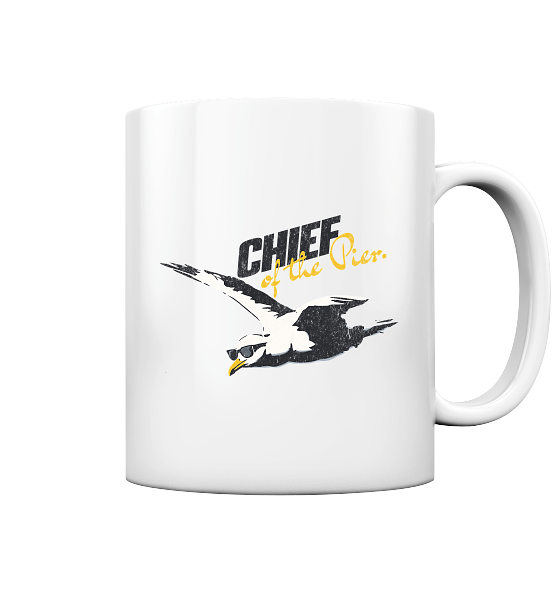 Chief of the Pier Chef Möwe mit Sonnenbrille - Tasse glänzend - Kiebitzdelle