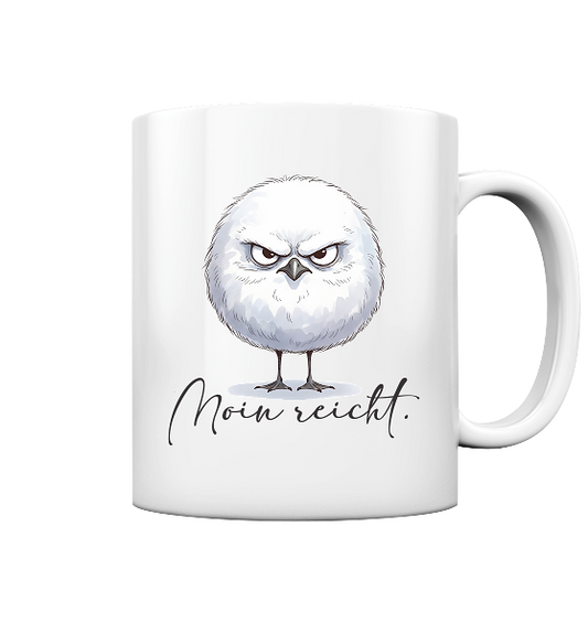 Moin reicht - Grimmige runde Möwe - Tasse glossy
