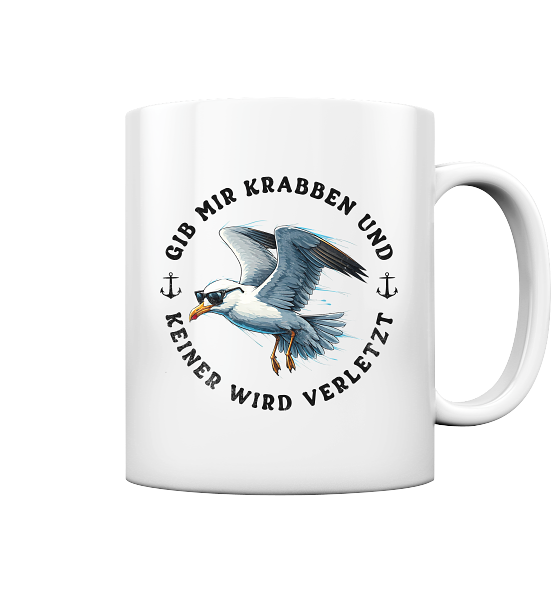 Gib mir Krabben und keiner wird verletzt - Tasse glänzend - Kiebitzdelle