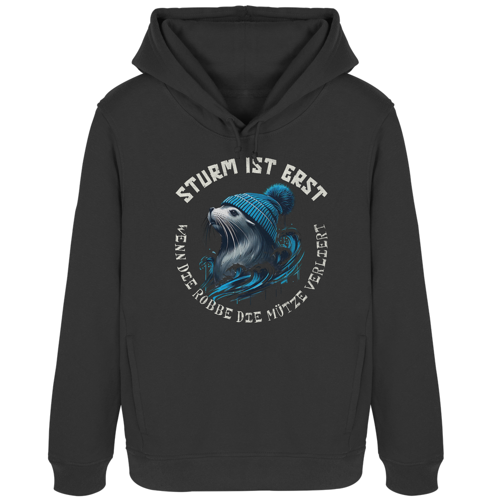 Sturm ist erst wenn die Robbe die Mütze verliert - Damen Bio Hoodie - Kiebitzdelle