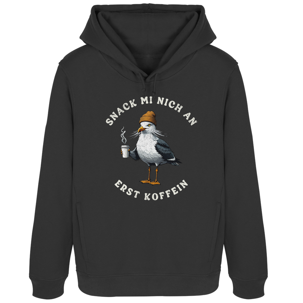 Snack mi nich an erst Koffein Möwe Spruch - Damen Bio Hoodie - Kiebitzdelle