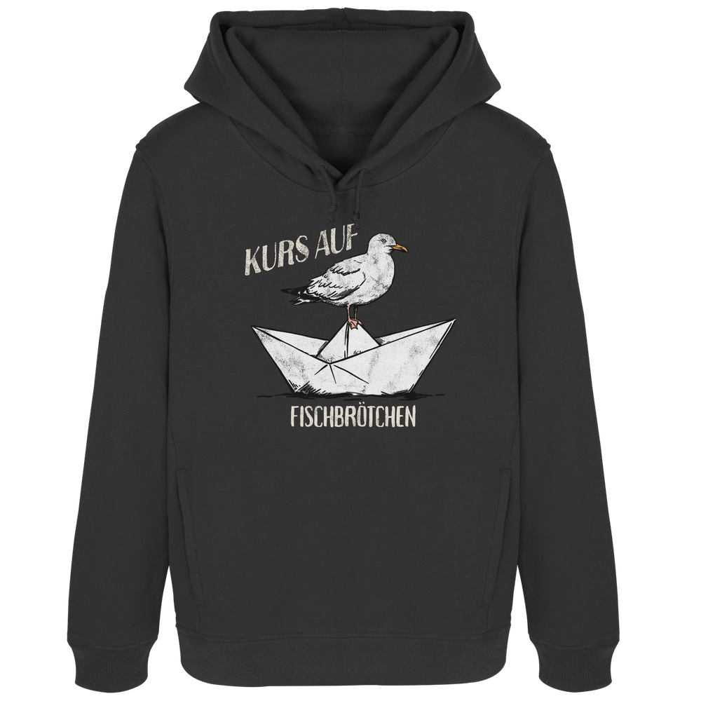 Kurs auf Fischbrötchen Papierschiff Möwe - Damen Bio Hoodie - Kiebitzdelle