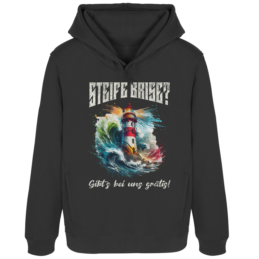 Steife Brise gibt’s bei uns gratis Leuchtturm Spruch - Damen Bio Hoodie - Kiebitzdelle