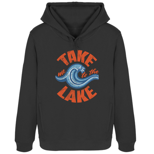Take me to the Lake - Damen Bio Hoodie in Black Pure - Studio Ansicht - Kiebitzdelle