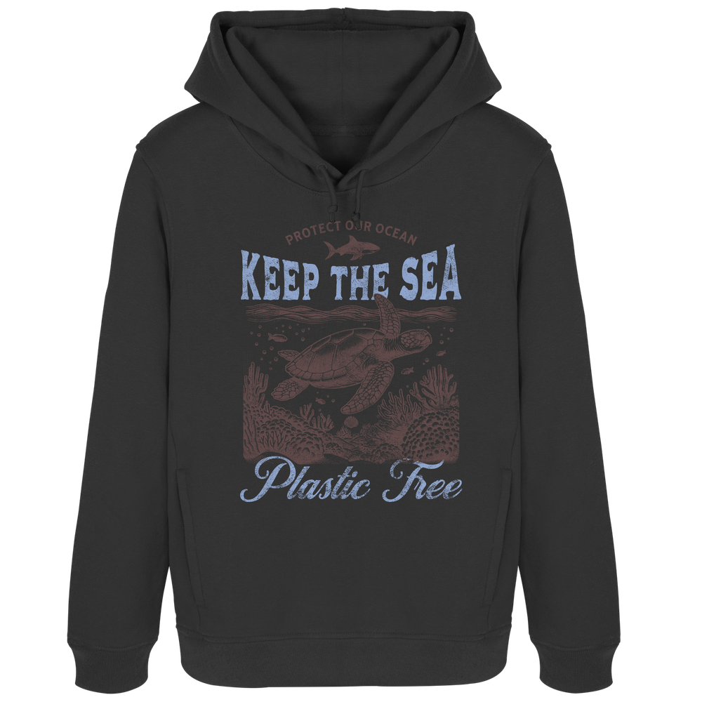 Keep the Sea Plastic Free Umweltschutz Spruch - Damen Bio Hoodie