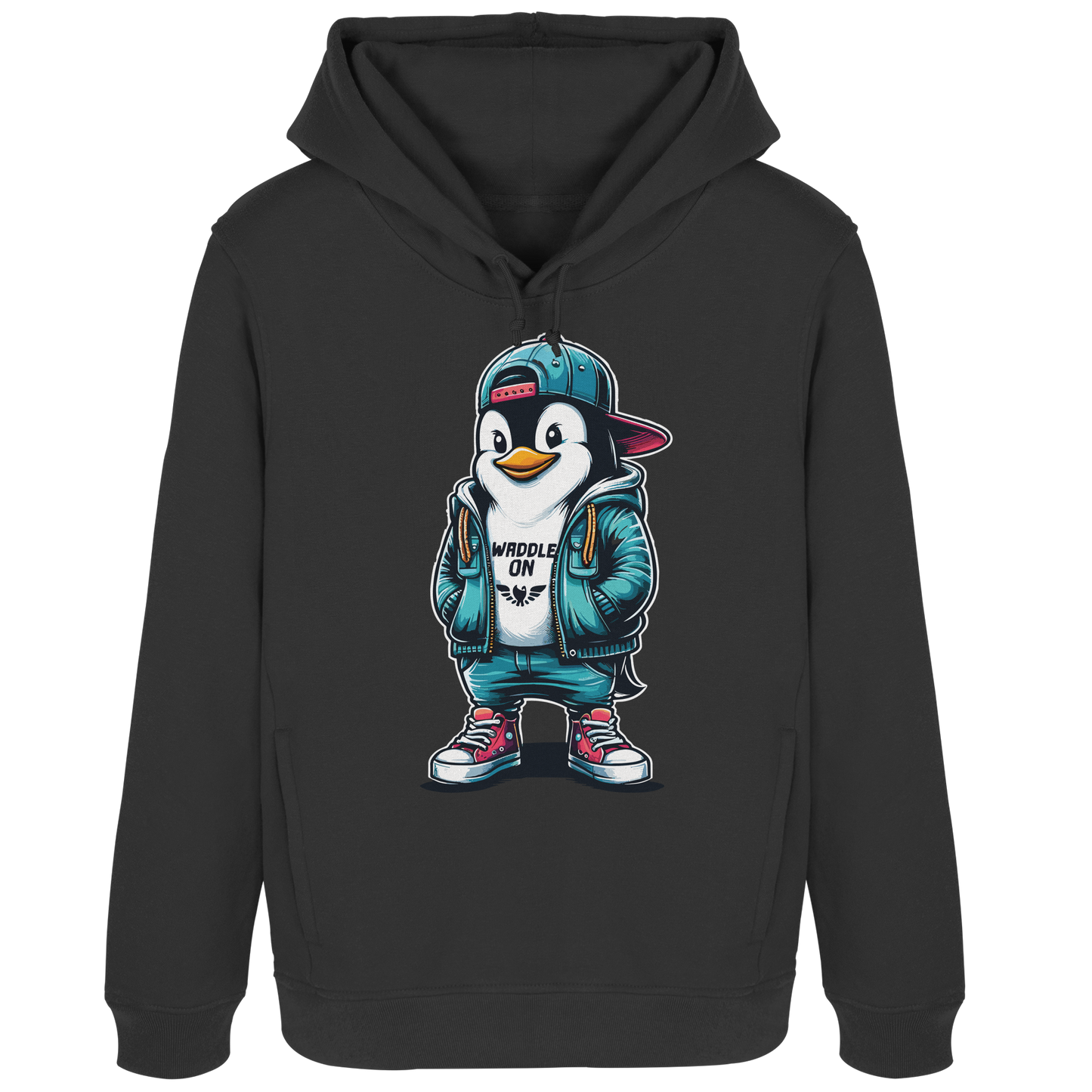 Hipster Pinguin Waddle On - Damen Bio Hoodie