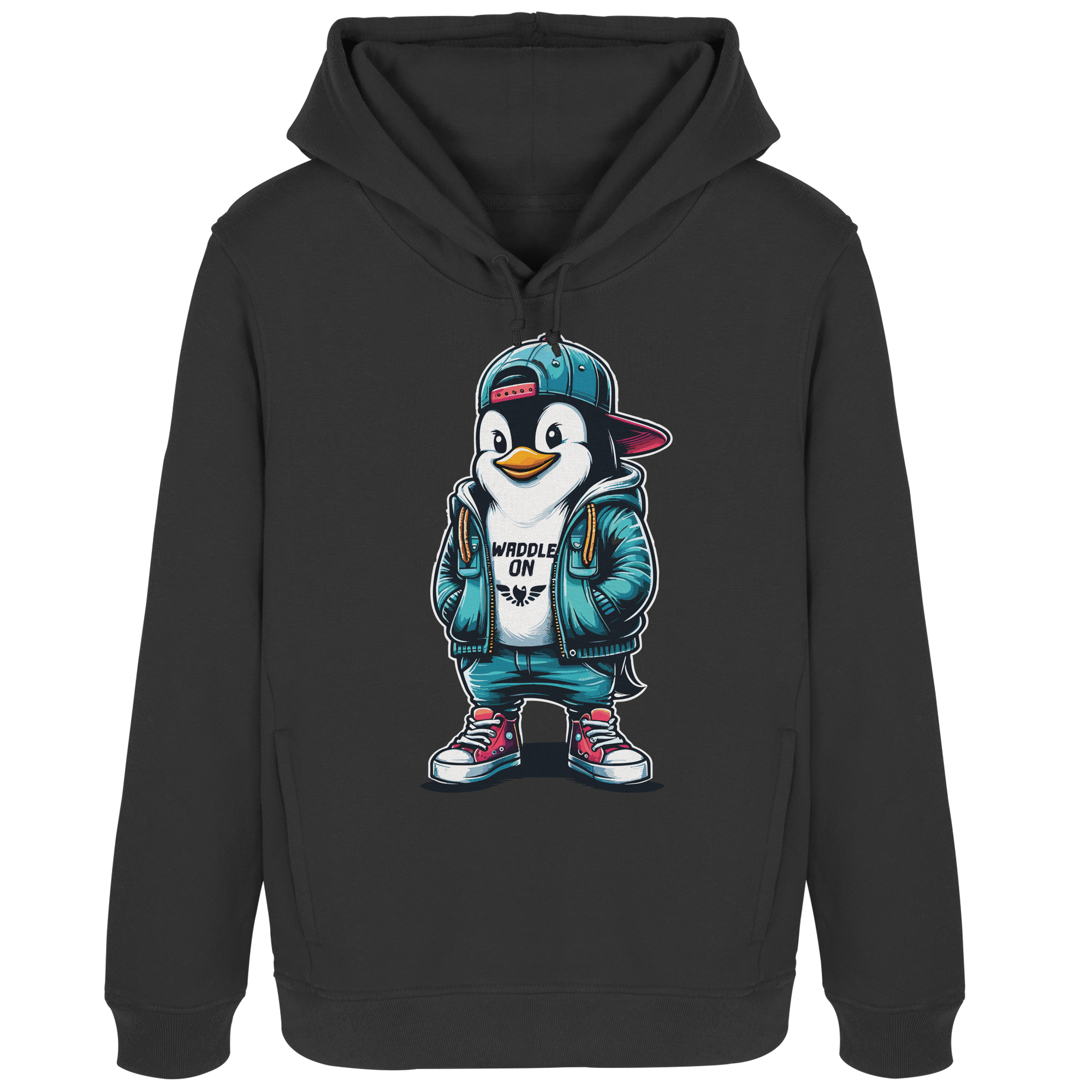 Hipster Pinguin Waddle On - Damen Bio Hoodie - Kiebitzdelle