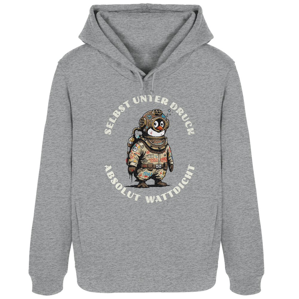 Wattdicht Pinguin Taucher mit lustigem Spruch - Damen Bio Hoodie - Kiebitzdelle