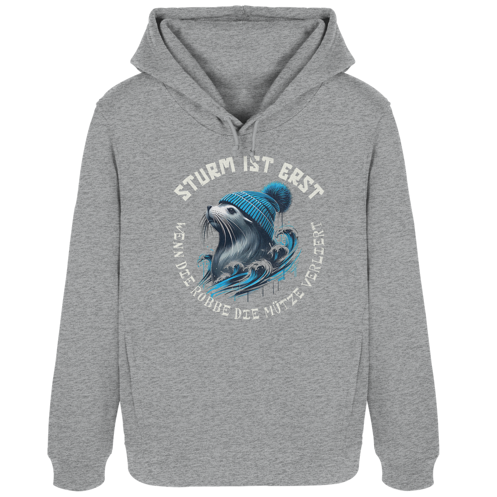 Sturm ist erst wenn die Robbe die Mütze verliert - Damen Bio Hoodie - Kiebitzdelle