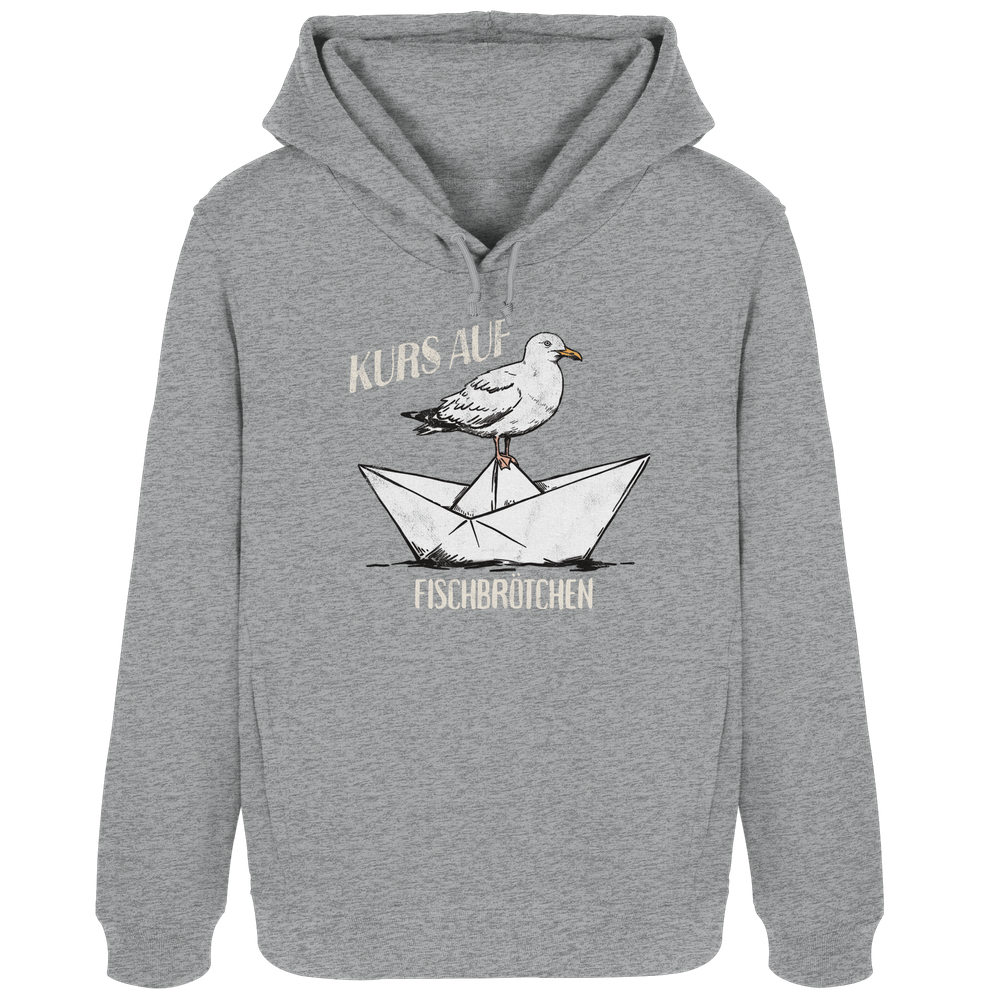 Kurs auf Fischbrötchen Papierschiff Möwe - Damen Bio Hoodie - Kiebitzdelle