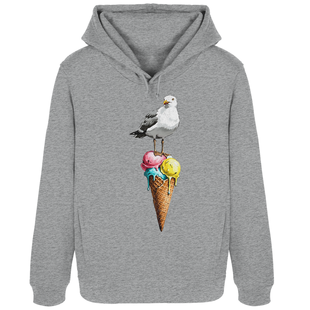 Eisdieb Freche Möwe mit Eiscreme - Damen Bio Hoodie - Kiebitzdelle