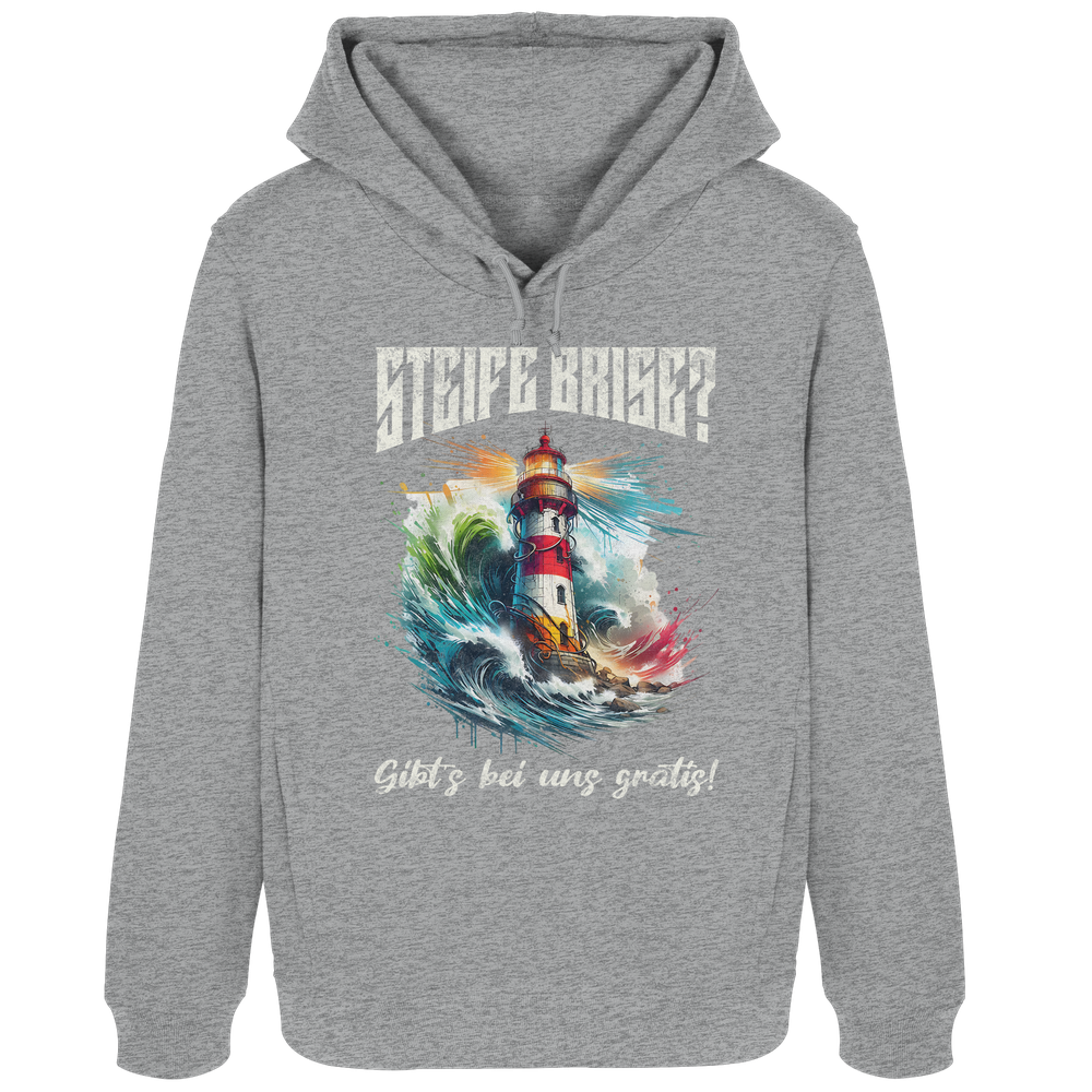 Steife Brise gibt’s bei uns gratis Leuchtturm Spruch - Damen Bio Hoodie - Kiebitzdelle