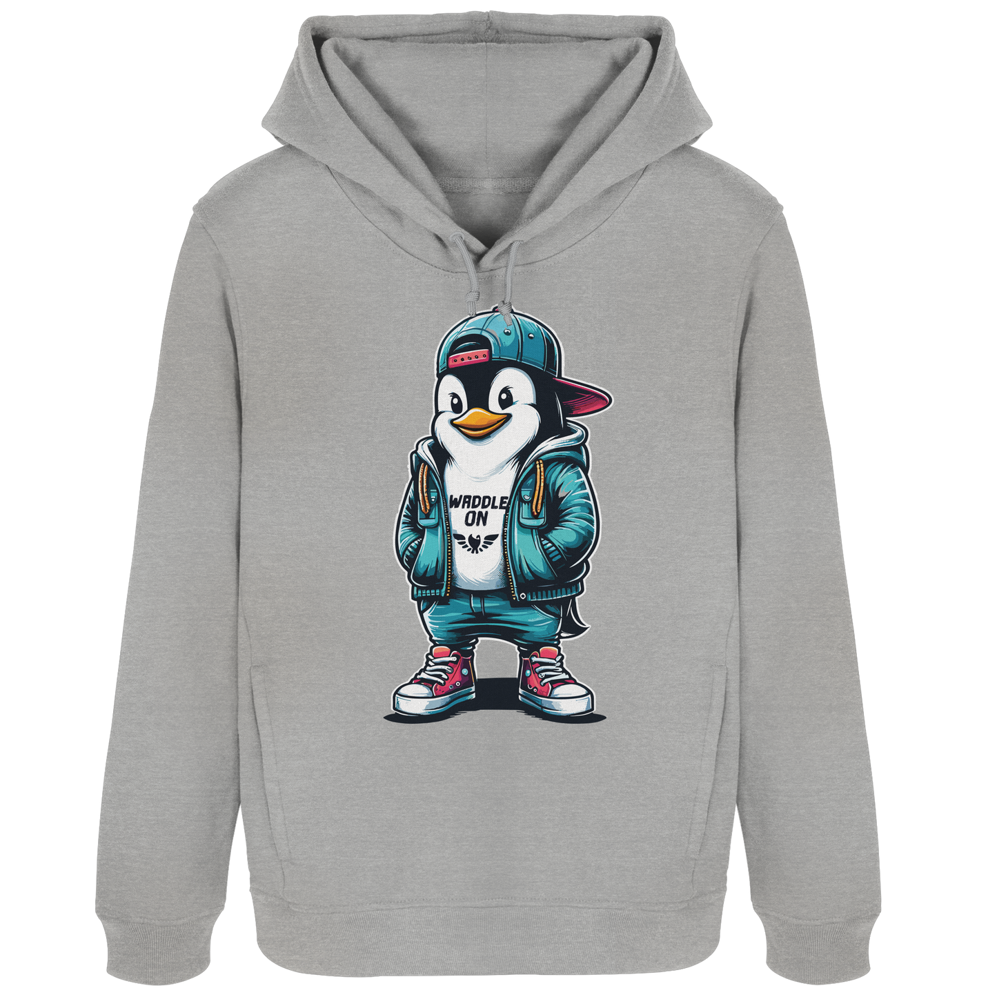 Hipster Pinguin Waddle On - Damen Bio Hoodie