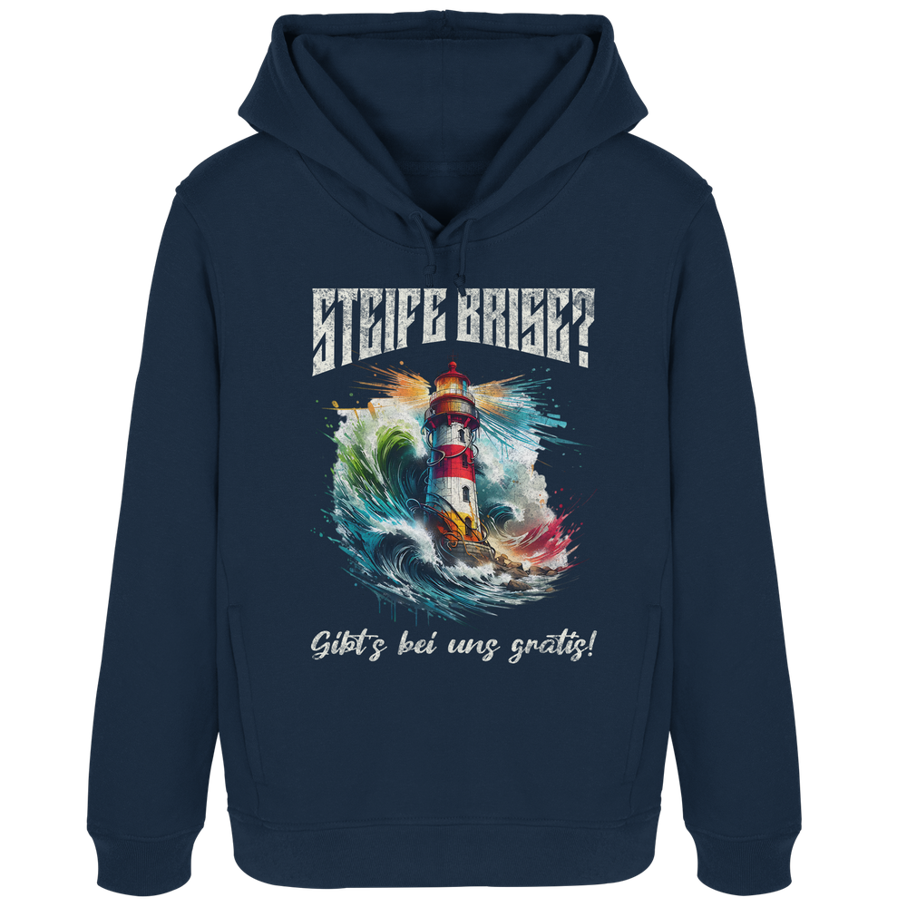 Steife Brise gibt’s bei uns gratis Leuchtturm Spruch - Damen Bio Hoodie - Kiebitzdelle